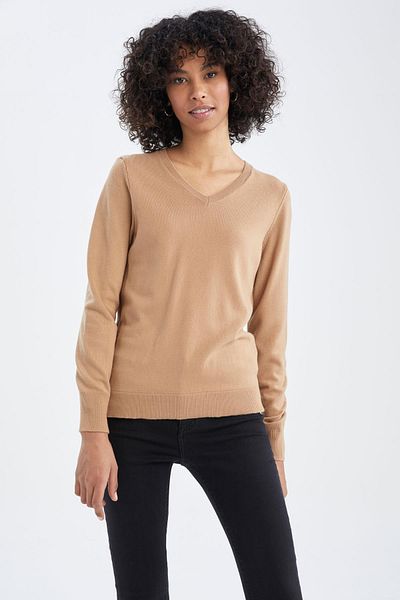 DeFacto Basic V-Neck Extra Soft Textured Sweater