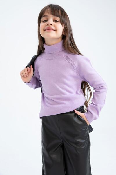 DeFacto Girl's Regular Fit Turtleneck Sweater