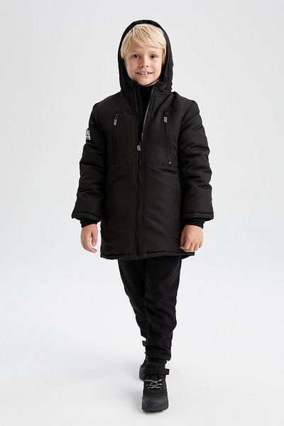 DeFacto Boy's Plush Lined Hooded Coat