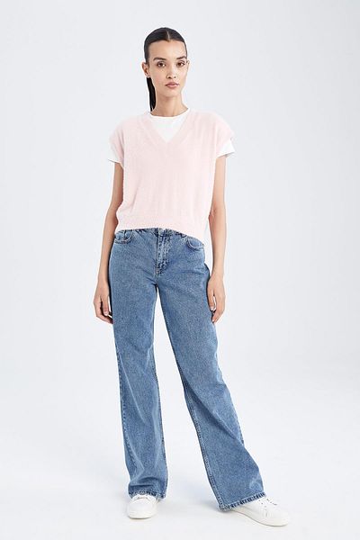 DeFacto Plush V-Neck Relax Fit Knitwear Sweater