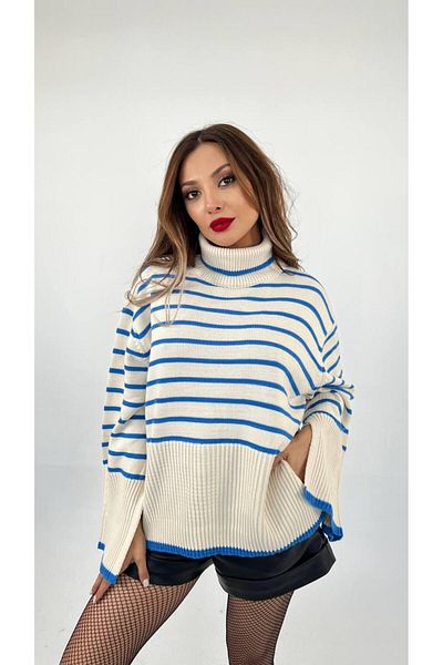 Hazinedan Pulover de damă cu guler în dungi