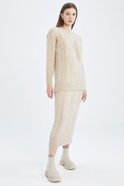 DeFacto Regular Fit Basic Knitwear Midi Skirt