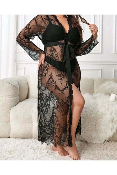 ARHEZ TEKSTİL Long Lace Dressing Gown