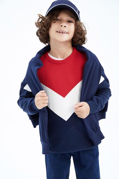 DeFacto Boy's Crew Neck Cotton Sweater