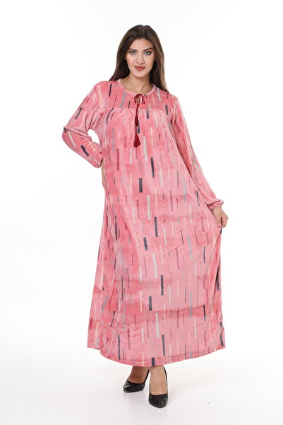 mervemoda Women's Rose dry plus size velvet dress