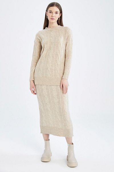 DeFacto Regular Fit Basic Knitwear Midi Skirt
