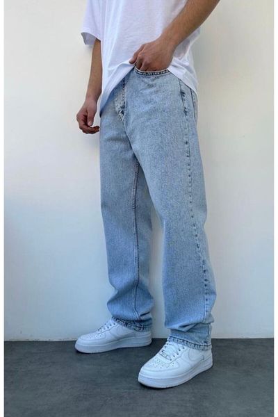 Bonsir Blue/Black Baggy Jeans Men Fashion Casual Oversized Wide Leg Je –  bonsir