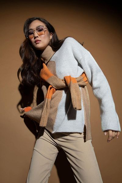 DeFacto Γεωμετρικό χρωματιστό χιόνι Oversize Fit Extra Soft Knit Tunic
