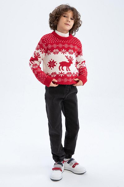 DeFacto Boy's New Year Themed Crew Neck Sweater