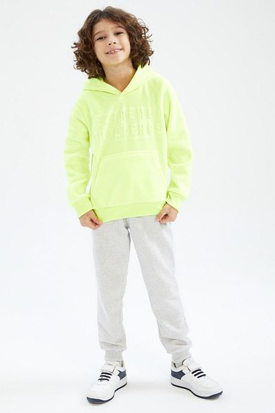 DeFacto Boy's Hooded Kangaroo Pocket Plush Sweatshirt