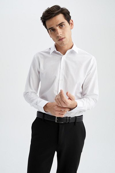 DeFacto Slim Fit Valentine's Day Poplin Long Sleeve Shirt