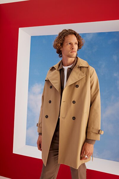 DeFacto Regular Fit Polo Neck Lined Trench Coat Y4579az23sp