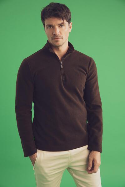 DeFacto Regular Fit Fermuarlı Dik Yaka Yarım Fermuarlı Polar Sweatshirt