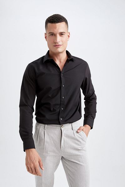 DeFacto Slim Fit Poplin Long Sleeve Shirt