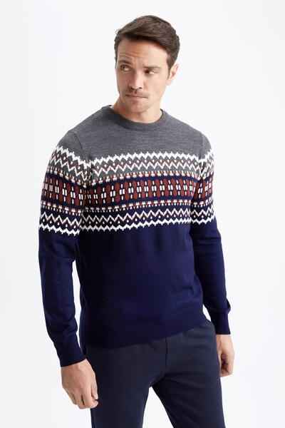 DeFacto Regular Fit Bisiklet Yaka Kazak