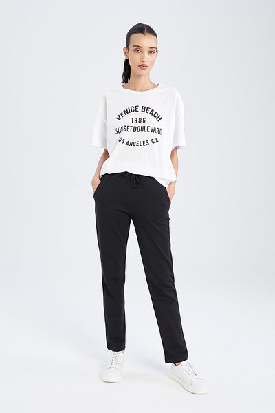 DeFacto Φόρμα αθλητικής φόρμας Plus Size Regular Fit κάτω με τσέπες και δαντέλα στη μέση