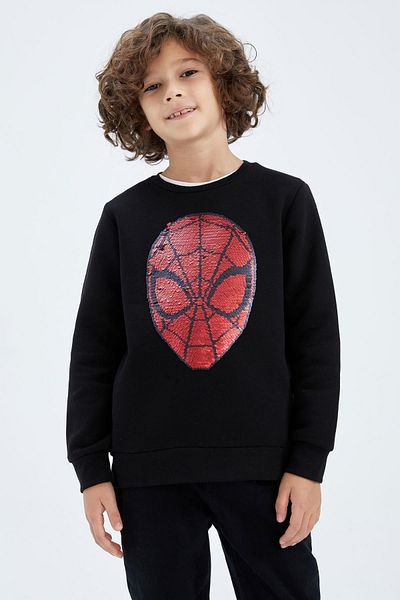 DeFacto Суичър за момче Marvel Spiderman с пайети - кръгла яка Y6344A622Cw