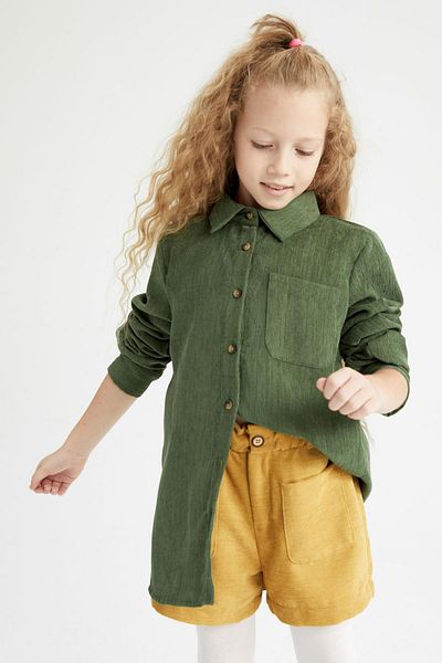 DeFacto Girl's Corduroy Long Sleeve Shirt