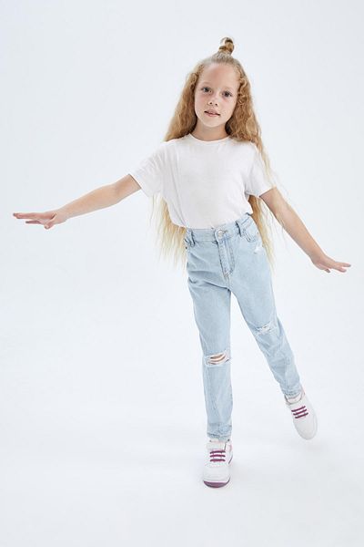 DeFacto Girl's Mom Fit Ripped Jean Pants