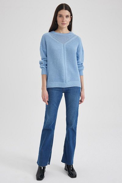 DeFacto Regular Fit Crew Neck Selanik Fabric Sweater