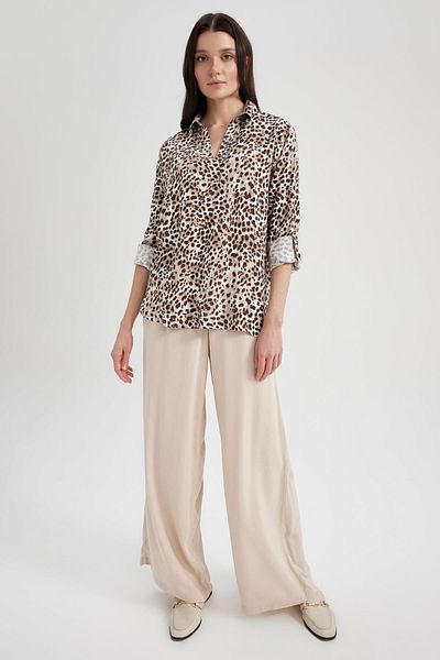DeFacto Halenka s dlouhým rukávem s leopardím límcem Regular Fit Leak Y6431az22au