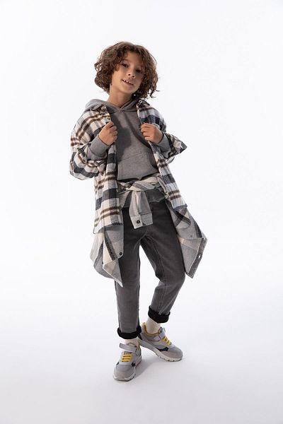 DeFacto Boy's Oversize Fit Flannel Long Sleeve Shirt