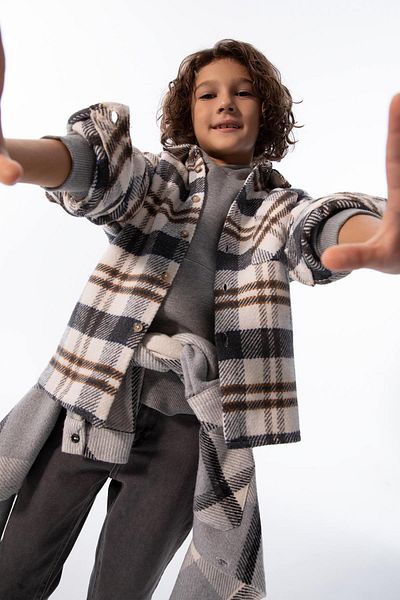 DeFacto Boy's Oversize Fit Flannel Long Sleeve Shirt