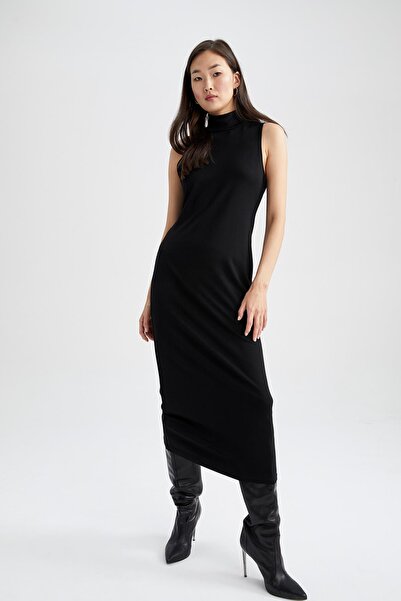 DeFacto Midi šaty s polovičním rolákem Bodycon bez rukávů