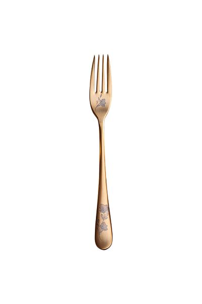 Narin Epsilon Sweet Fork - Complete Matte Gold Floral - 12 Pieces