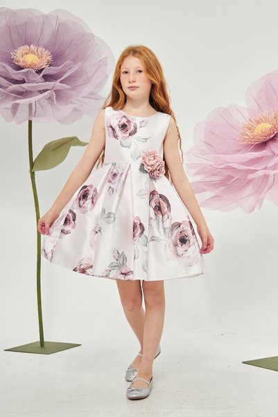Jolanda FLOWER PATTERNED CHILDREN'S DRESS WITH BACK WINDOW DETAIL