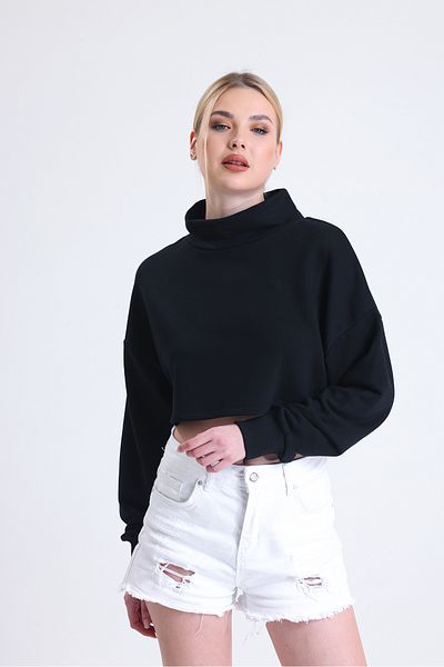 MuuBs Cool Stand Guler 3 fire cu mânecă lungă Crop Sweat
