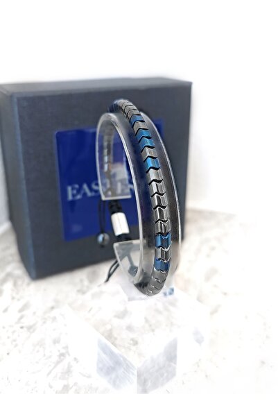 EAST&WEST 925 Ayar Gümüş Snake Serisi Hematit Bileklik Gri Mavi