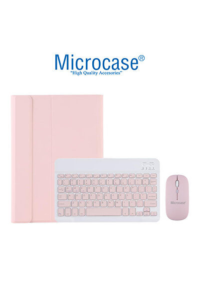 Microcase Samsung Galaxy Tab S6 Lite P610 ile uyumlu Bluetooth Klavye ve Mouse + Standlı Kılıf - BKK6 Pembe