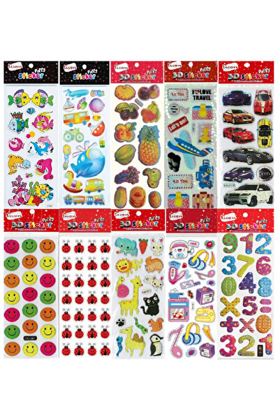 Ticon Рельєфні наклейки, змішаний набір, 10 карток