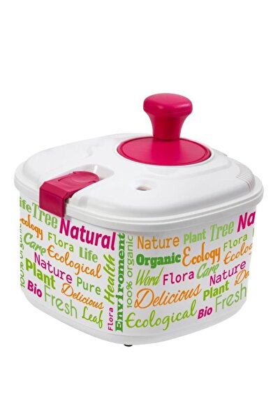 Herevin مجفف سلطة وردي بنمط مكتوب سعة 4.2 لتر