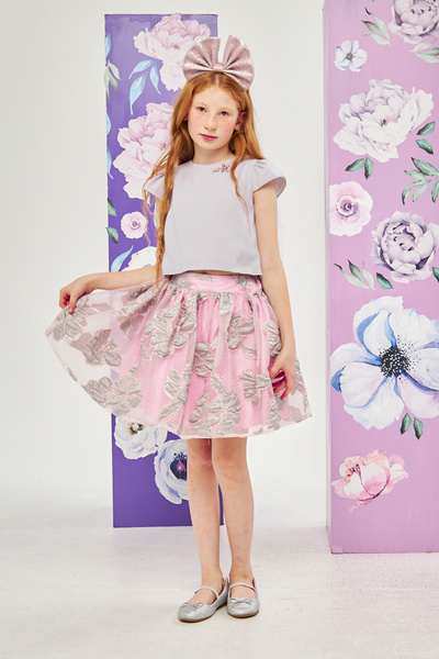 Jolanda JACQUARD SKIRT COLLAR EMBROIDERED BOTTOM TOP SET