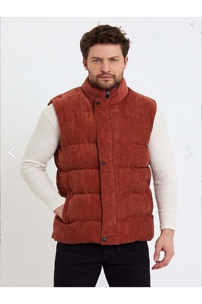 ZAGMEN Z01358 Men's Oversize Snap Fastener Men's Velvet Inflatable Vest Brown