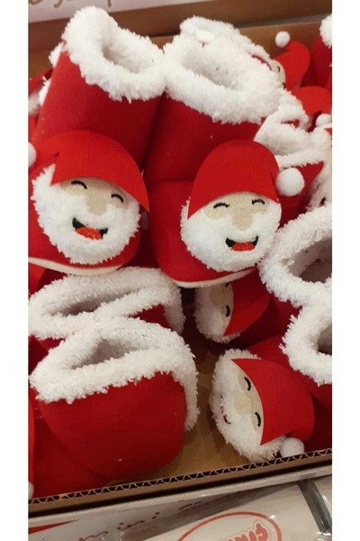 Bilge Trend Yılbaşı Noel Baba Kabartmalı Bebek Panduf Patik Ayakkabı