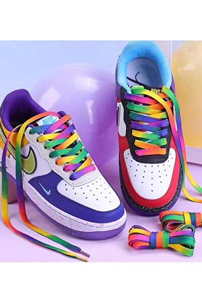 AiryFooT Gökkuşağı Renkli Spor Ayakkabı Bağcığı, Spor, Converse Ayakkabı Bağcığı 120 Cm