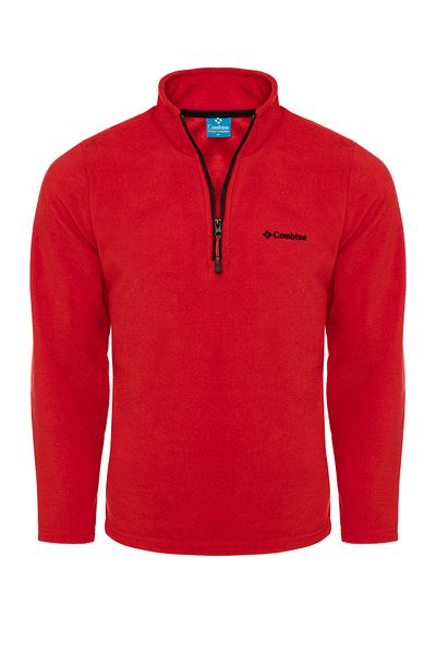 MAXIMILLIAN Men's Fleece Red Color Half Zipper Bato Collar Outdoor Fleece