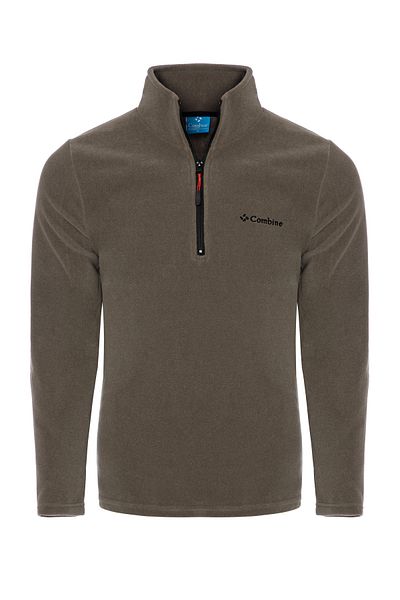 MAXIMILLIAN Men's Fleece Khaki Color Half Zipper Bato Collar Outdoor Fleece