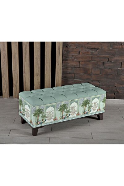 Armi Puf Saraylı Tavus Kuşu Desenli Sandıklı Puf +2 Kırlent