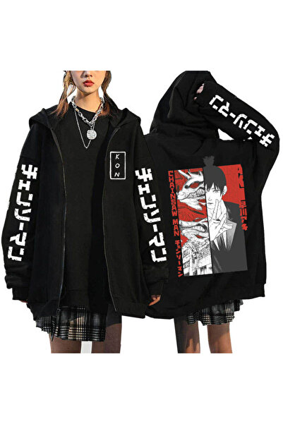 GALASHOP أنيمي بالمنشار بالمنشار رجل Pochita Denji قلنسوة بسحاب موديل 48