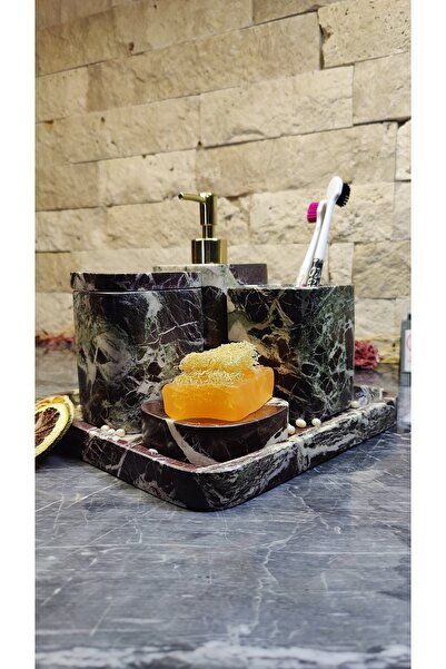 Marblecenter Mermer 5 Parça Banyo Seti - Elazığ Vişnesi 5'li