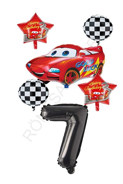 RÖNESANS PARTİ Star Racing Themed Car and Star Foil Balloon Set Age 7