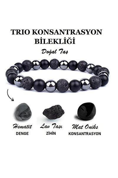 serbestmoda سوار رجالي من حجر الحمم البركانية الطبيعي والهيماتيت والعقيق الطب...