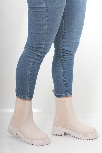 ayakkabiyolla Κρεμ Skin Side Elastic Αδιάβροχες μπότες