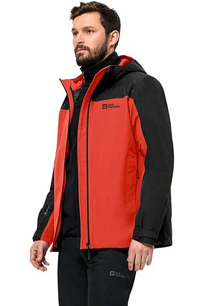 Jack Wolfskin Men's Raincoat & Windbreaker Red1115311_2193 Taubenberg 3in1 Jkt M