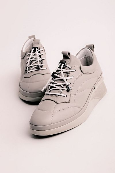 Lal Shoes & Bags Pantofi sport Allan pentru damă, din piele naturală, cu cusături, gri