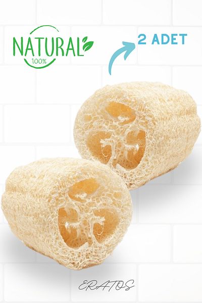 ERATOS Natural Pumpkin Fiber Pouch 2 Pieces| Body, Dish Easy Cleaning| Natural Plant Sponge